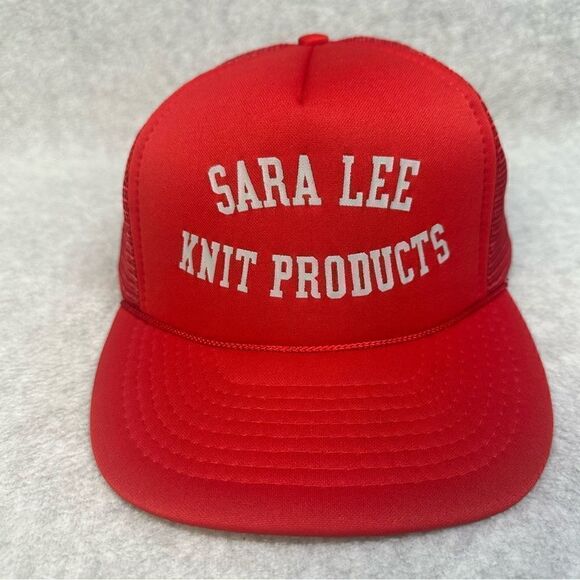 Sara Lee Knit Products Snap Back Trucker Hat Adult OSFA Red Mesh‎ Work Players - Picture 1 of 7